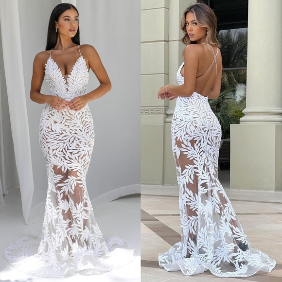 Nadine Merabi White Stella Gown Size S/4 - Picture 15 of 17